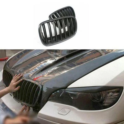 Cubierta de fibra de carbono seca parrilla de malla central delantera para BMW X5 X6 2008-13 Foto 1 de 4