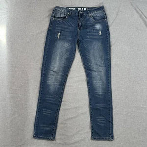 BKE Black Buckle Jogger Jean Super Soft Blue Denim Jeans M 34 Stretch Distressed - Picture 1 of 8