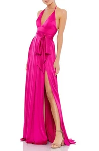Ieena Mac Duggal 26531 Neckholder Satin Etuikleid Gr. 12 Magenta - Bild 1 von 2