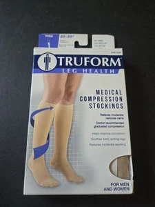 Truform 20-30* mmHg feste Strümpfe unterhalb des Knies 8865-M beige geschlossene Zehe ein Paar - Bild 1 von 4