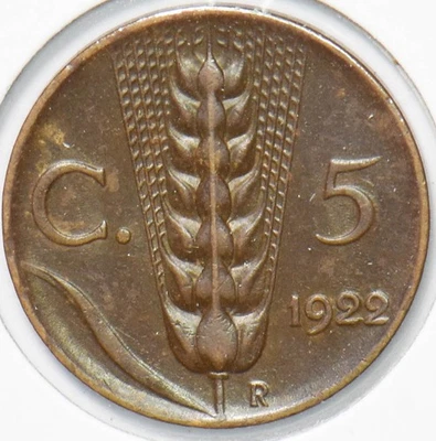 意大利 1922 5 Centesimi Vittorio Emanvele III 292992 联合发货 — 第 1/2 张图片