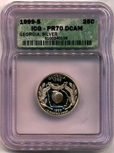 1999-S Proof Silver Georgia State Quarter 25c ICG PR70 DCAM - Picture 1 of 2