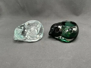 Juego de 2 soportes votivos vintage de vidrio Indiana para dormir verde claro - Imagen 1 de 7