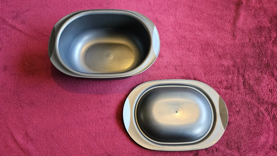 Tupperware Ultra Plus 3,0 L oval Kasserolle Bräter Backform mit Deckel grau H 14 - Bild 1 von 4