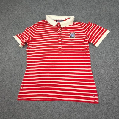 Tommy Hilfiger Shirt Kids MEDIUM red 85 Casual polo collared striped Size M - Image 1 of 4