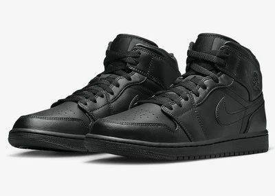 Nike Air Jordan 1 Mid Triple Black Sneaker Schuhe Schwarz 49.5 US 15 554724-093