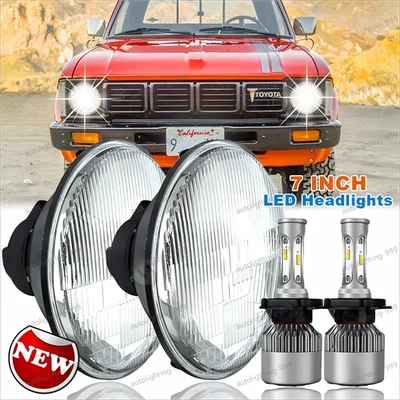 For Toyota Pickup 1979-1981 7 Inch Round COB LED Headlight White Headlight Hi-Lo - Image 1 of 4