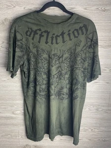 T shirt vintage Y2K Affliction uomo taglia M grunge thrashed - Foto 1 di 7