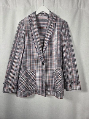 Raquel Allegra размер 1 клетку Blazer хлопок шелк потертый куртка женщин S/M - Изображение 1 из 4