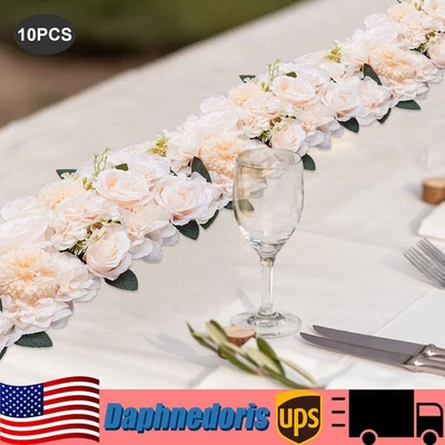 10* Mesa de Comedor Flor Centro de Mesa Champagne Seda Rosa para Boda 52cm*28cm Foto 1 de 4
