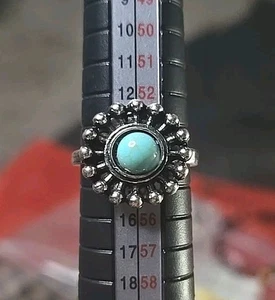 Boho Style Ring Silver And Turquoise Size 7 - Picture 1 of 4