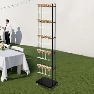 Soporte de vajilla de copa de vino para barra de fiesta de pared de champán de metal de 5 niveles con capacidad para 40 tazas - Imagen 1 de 17