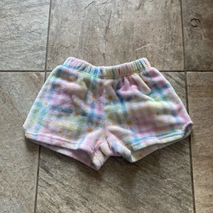 iscream Multicolor Plaid With Daisies Fleece Shorts Size Medium 10-12 GUC  - Picture 1 of 5