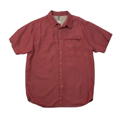 The North Face Shirt Mens L Large Red Striped Button Up Modal Blend Zip Pocket - Image 1 of 4