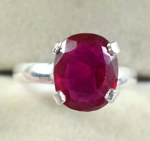 Natürlicher roter Saphir 9,75 kt ovaler Edelstein zertifiziert Herrenring Glück Geschenk - Bild 1 von 7