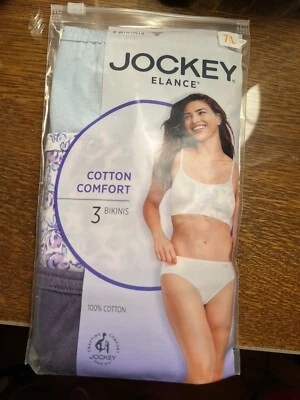 Bragas de bikini Jockey para mujer 3 Elance nuevas con etiquetas, estampados 100 % algodón talla 7 precio de venta sugerido por el fabricante 24,00 USD Foto 1 de 3