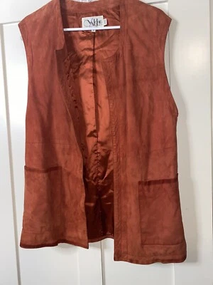 Vakko  Cognac suede vest Size medium  Vintage hippie boho Made in USA - Image 1 of 4