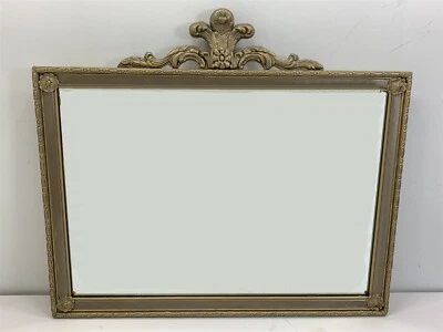 Antiguo espejo de pared dorado de principios del siglo XX rectangular país francés  Foto 1 de 4