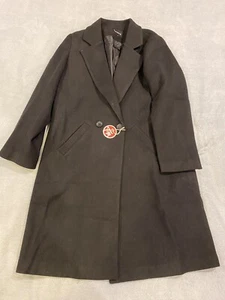 Tanming Womens Notch Lapel Double Breasted Wool Blend Long Pea Trench Coat XL - Picture 1 of 5