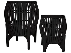 Set of 2 Rattan Planter in black finish Hamptons Lg 59 H x Sm 42 H cm - Picture 1 of 1