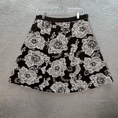 Юбка женская Talbots 10 коричневая белая с цветочным рисунком расклешенная прибрежная пляжная опрятная богемное - Изображение 1 из 4