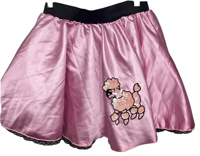 Women’s Adult 1950’s Pink Black LG Poodle Skirt With Tulle OS Halloween Costume - Image 1 of 4