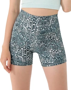 Women'S 5" High Waisted Pattern Biker Shorts with Pocket, Tummy Control Non See  - Picture 1 of 12
