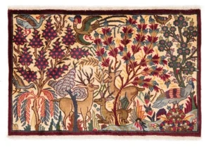 Kashmar Alfombra Persa Hecha A Mano 97x65 Cm - Fina, Oriental, Alfombra, Beige - Imagen 1 de 7