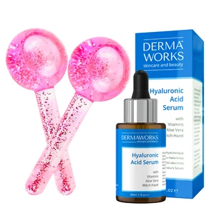 SKIN CARE BUNDLE Women Hydrating Hyaluronic Acid Serum + Ice Globes for Face - Picture 1 of 14