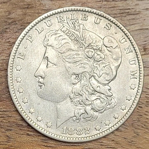 1882 O/S Morgan Silver Dollar. VAM 3 Top 100! Great Example. Solid Very Fine VF Cover