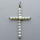 Gorgeous Cross. Silver and Pearl Pendant. French Antique Religious Medal.