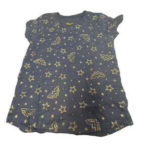 Wonder Woman T-Shirt Superheld Logo Sterne Kurzarm Blau DC Comics Mädchen 4T - Bild 1 von 5