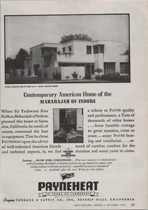 1944 Print Ad * Sir Yeshwant Rao Holkar Mahrajah of Indore House Santa Ana CA - Imagen 1 de 1