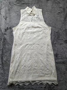 Maurices Shift Dress Lace Overlay Button Back Women's Size Large Cream - Picture 1 of 12