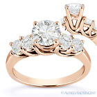 Round Cut Forever Brilliant Moissanite 5-Stone Engagement Ring in 14k Rose Gold