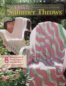 NEW HOUSE OF WHITE BIRCHES KNITTING QUICK SUMMER THROWS 8 DESIGNS OOP 1999 - Picture 1 of 2