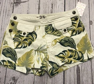 Free People Palm Springs Tropical Combo Green Denim Shorts NWT Size 25 - Picture 1 of 12