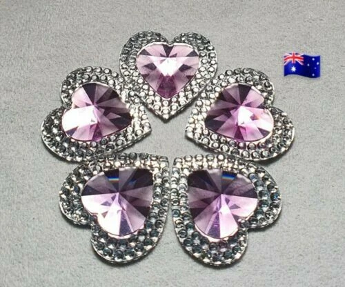 10PCS Of 16mm Light Purple Crystal Heart Rhinestone S Flat Back Gemcraft #17 - image 1 of 1