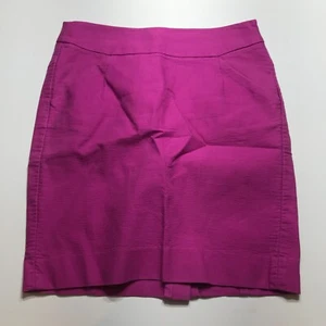 J. Crew Womens The Pencil Skirt Magenta Cotton Tailored Essentials Career Size 0 - Picture 1 of 15