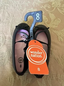 NWT Toddler Size 8 Wonder Nation Ballet Black Slip On Shoes - Picture 1 of 7
