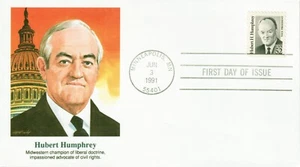 #2189 52c Hubert Humphrey Fleetwood primer día de emisión 3 de junio de 1991 Minneapolis - Imagen 1 de 2