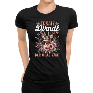 Ersatz Dirndl Hirsch Trachtenshirt Tracht Damen T-Shirt - Bild 1 von 18