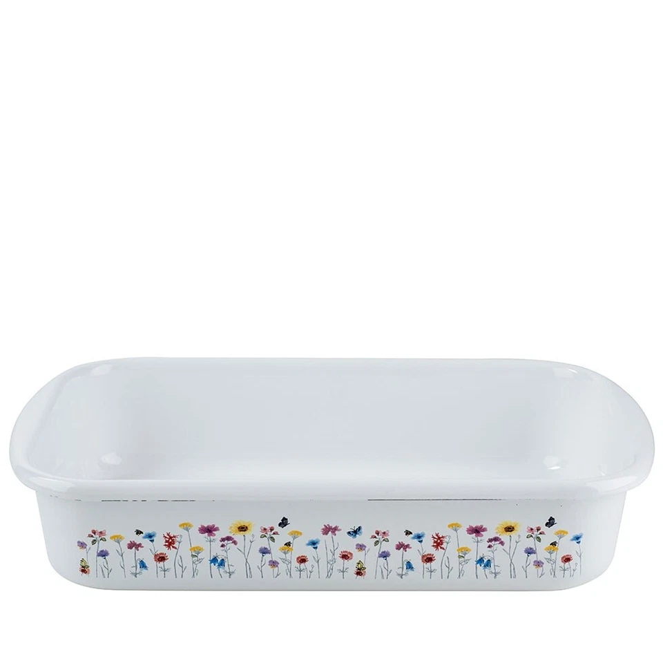 RIESS EMAILLE AUFLAUFFORM BRATPFANNE 35x23x7,5 CM FLORA NEU - Bild 1 von 1