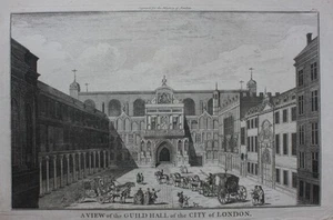 Impresión antigua original LONDRES, 'THE GUILD HALL', GUILDHALL, COLE, Maitland, 1756 - Imagen 1 de 2