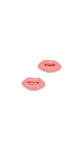 Kate Spade New York Enamel Lip Stud Earrings Pink w/ KS Dust Bag New - Picture 1 of 9