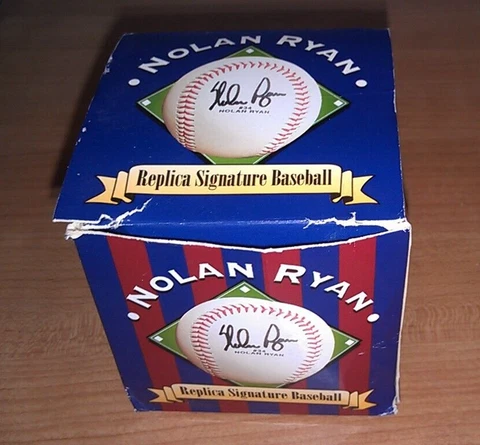 VTG 90s Nolan Ryan Replica Signature Baseball In Sealed Bag Orginal Box NEW COA Cover