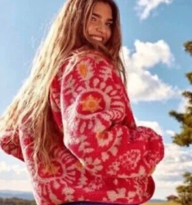 NWT FREE PEOPLE Sz XS HIT THE SLOPES PRINTED FLEECE JACKET - Picture 1 of 4