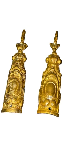 Pair Brass Vintage Decorative MCM Mid Century Modern Furniture Hardware Cover