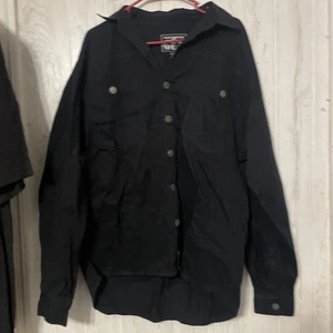 Machine Gun Button Up Shirt Mens Xlarge Long Sleeve Heavy Cotton Black Color - Picture 1 of 7