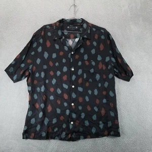 All Saints Hemd Herren XL Schwarz Camp Kurzarm Knopfleiste Schlaufenkragen Preppy - Bild 1 von 11